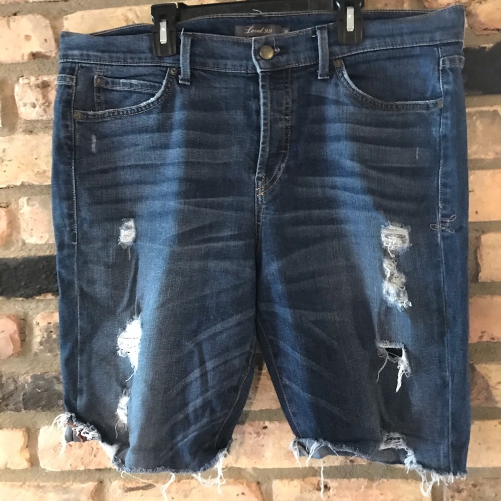 31 Level 99 dark blue jean skirt.